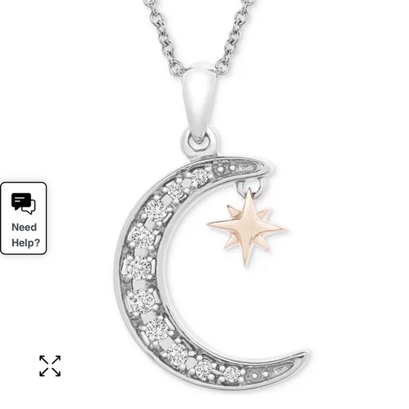 $250 Diamond Crescent Moon & Star 20" Pendant Necklace - Picture 1 of 5